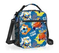 Clastyle Bolsa Termica Porta Alimentos Infantil Deportivo Bolsa Almuerzo Bebe Pequeña Portátil Bolsa Comida Niños para Escolar Picnic, Rugby Azul
