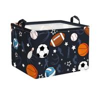 Clastyle Cajas de Almacenaje Azul Deportes Baloncesto Béisbol Fútbol Cesta para Guardar Ropa Juguetes Libro Rectangular para Habitación Infantil, 40x30x30 cm