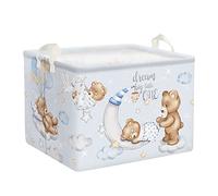 Clastyle Cajas de Almacenaje Cubo Oso Azul Globos Nubes Estrellas Luna Cesta para Guardar Ropa Juguetes Rectangular para Habitación Infantil, 36L