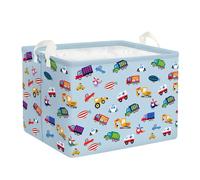 Clastyle Cajas de Almacenaje Vehículo Camión Excavadora Coche Azul Cesta para Guardar Ropa Juguetes Libro Rectangular para Habitación Infantil, 36L