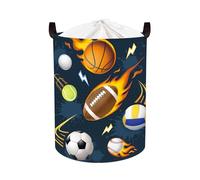 Clastyle Cestos Almacenaje Bola Deportiva Cajas de Almacenaje Padres Ropa para Juguete Ropa Cesta Ropa Sucia para Baño, Fuego Rugby, 36x45 cm