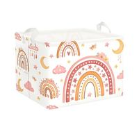 Clastyle Cestos Almacenaje Infantil Arco Iris Cesta Ropa Sucia Plegable para Habitación Infantil Dormitorio Cajas de Almacenaje Juguetes para Chica, Luna, 40x30x30 cm