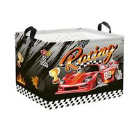 Clastyle Cestos Almacenaje Infantil Coche Deportivo Cesta Ropa Sucia Plegable para Habitación Infantil Dormitorio Cajas de Almacenaje Juguetes para Chico, Bandera, 40x30x30 cm