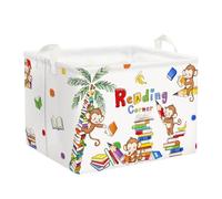 Clastyle Cestos Almacenaje Infantil Estudiar Cesta Ropa Sucia Plegable para Habitación Bebé Dormitorio Cajas de Almacenaje Juguetes para Chico Chica,Mono Libro,40 * 30 * 30 cm