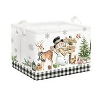 Clastyle Cestos Almacenaje Infantil Feliz Navidad Cesta Ropa Sucia Plegable para Habitación Bebé Dormitorio Cajas de Almacenaje Juguetes para Chico Chica, Muñeco de Nieve Alce, 40x30x30 cm