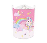 Clastyle Cestos Almacenaje Infantil Unicornio Rosa Cesta Ropa Sucia Plegable para Habitación Bebé Dormitorio Cajas de Almacenaje Juguetes para Chica, Luna, 36x45 cm