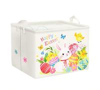 Clastyle Conejo de Pascua Huevos Hojas Flores Mariposa Cubo Cesta de Almacenamiento Blanco Impermeable Rectangular Tela Cestas de Estante Ropa Juguetes Caja de Almacenamiento, 40 x 30 x 30 cm