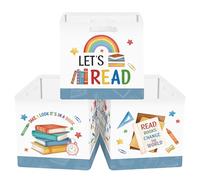 Clastyle Juego de 3 Caja Almacenaje Tela Aprendizaje Educación Cestas Almacenaje Ropa Padres y Madres para Juguetes Cestas Organizadoras Plegable para Armarios,Libro Arcoíris,30x30x30 cm