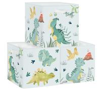 Clastyle Juego de 3 Caja Almacenaje Tela Dinosaurio Cestas Almacenaje Ropa Padres y Madres para Juguetes Cestas Organizadoras Plegable para Armarios, Volcanes, 30x30x30 cm