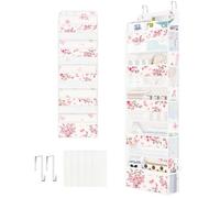 Clastyle Organizador Colgante Puerta Mujer Niña Flor Bolsa Almacenamiento Colgante para Pañales Ropa Juguetes Almacenaje Colgante para Dormitorio Baño Camping, Flor de Cerezo, 5 Bolsillos