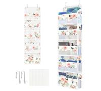 Clastyle Organizador Colgante Puerta Mujer Niña Flor Bolsa Almacenamiento Colgante para Pañales Ropa Juguetes Almacenaje Colgante para Dormitorio Baño Camping, Blanco, 5 Bolsillos