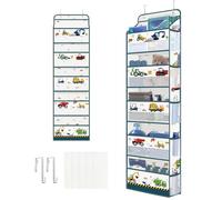 Clastyle Organizador Colgante Puerta Niño Hombre Auto Bolsa Almacenamiento Colgante para Pañales Ropa Juguetes Almacenaje Colgante para Dormitorio Baño Camping, Vehículo de Construcción, 5 Bolsillos