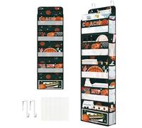 Clastyle Organizador Colgante Puerta Niño Hombre Bola Bolsa Almacenamiento Colgante para Pañales Ropa Juguetes Almacenaje Colgante para Dormitorio Baño Camping, Baloncesto, 5 Bolsillos