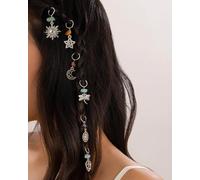 Clataly Accesorio para el cabello bohemio de moda, conjunto de colgante de moneda de hoja simple, diadema con diseño de luna y mariposa para las mujeres