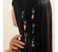 Clataly Boho mariposa luna y estrella borla simple imitación perla concha de piedra cadena accesorios para el cabello para las mujeres