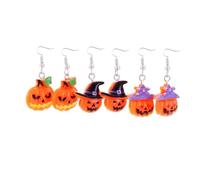 Clataly calabaza fantasma murciélago castillo oscuro conjunto de pendientes de halloween accesorios divertidos joyería para mujeres, En storlek, Resina, Sin piedra preciosa