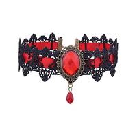 Clataly Collana Scava fuori Fiore Collare Catena Goccia d'acqua Clavicle Choker Collana Gioielli Halloween Party Accessori per Le Donne Ragazze (Rojo)