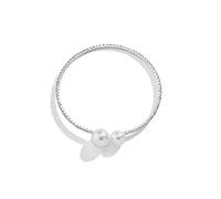 Clataly Collar de perlas de imitación abierto pulsera simple de una sola capa cristal de plata exquisito collar de estrangulamiento abierto joyas de mujeres y niñas (Pulsera de perlas)