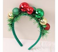 Clataly Diademas de Navidad, cinta verde y bolas ornamentales, bandas para el cabello, diadema para árbol de Navidad, accesorios para el cabello de Navidad para fiestas y cosplay (A)