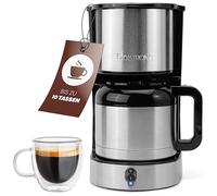 Clatronic, cafetera acero inoxidable, protección antigoteo, portafiltro, jarra termo 1,2L, KA3805, acero inoxidable/negro