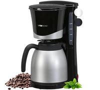 Clatronic Cafetera para 8-10 tazas de café de filtro, con jarra térmica, sistema antigoteo y desconexión automática, filtro extraíble, indicador de nivel de agua aproximativo 1 litro, KA 3327 negro