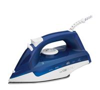 Plancha ropa vapor, suela cerámica, 7 funciones, 34 boquillas vapor, termostato, cable 360º, clatronic, blanco/azul, 2200, db 3704