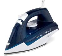 Clatronic DB 3704 Plancha Suela Acero INOX, Vertical, Golpe de Vapor, autolimpieza, antigoteo, 7 Funciones 2200W, Blanco/Azul