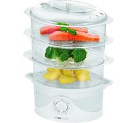 Clatronic Vapor DG 3665 olla vaporera con 3 recipientes, temporizador, indicador de nivel de agua, 800 W, color blanco