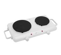 Clatronic DKP 3583 - Hornillo eléctrico doble con asas, 2 zonas de cocinado 18 cm y 15 cm, 1500 W y 1000 W, color blanco