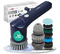 Clatronic, ERB3815A Cepillo de limpieza eléctrico inalámbrico - Potente, 300 rpm, tiempo de ejecución de 90 min, compacto, 8 accesorios incluidos, ideal para azulejos, parrillas, automóviles