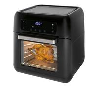 Clatronic FR 3747 H Freidora de aire caliente, cuatro alturas de estante para resultados óptimos de horneado, sin aceite ni grasa, 11 litros, funcionamiento táctil con sensor, pantalla LED, negro