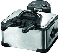 Clatronic® Freidora de doble zona fría para fritura rápida | freidora con grasa | freidora incl. 3 cestas de fritura | carcasa de acero inoxidable | freidora con 4 litros de capacidad y 2000W |FR 3195