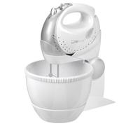 Clatronic HMS 2739 amasadora y batidora de Mano, Recipiente Giratorio, 250 W, plastico/Acero Inoxidable, 5 Velocidades, Blanco