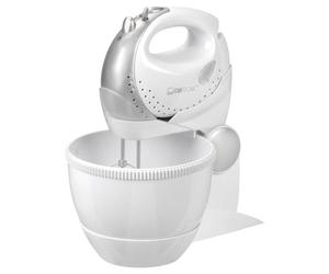 Clatronic HMS 2739 - Batidora amasadora y batidora de mano, 5 velocidades + turbo, recipiente giratorio, 250 W, color blanco
