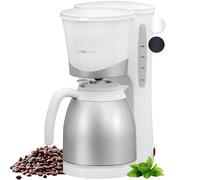 Clatronic KA 3327 - Cafetera eléctrica de goteo automática con jarra termo, máquina café de filtro capacidad 8 a 10 tazas, 1 litro, función de mantenedora calor, 870 W, color blanca