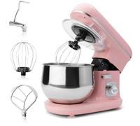 Clatronic® Máquina de Cocina Retro para Hornear | Amasadora 5L |1100W | Amasadora | Gancho y Batidor | Amasadora Protector contra salpicaduras con abertura de repuesto - KM 3711 rosa