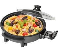Clatronic Sartén eléctrica PP 3401 – 32 cm, 1500 W, con tapa de cristal, negro