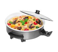 Clatronic PP 3570 C Sartén eléctrica cerámica con Tapa de Cristal, diámetro 42 cm, 1500 W, Negro