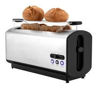 Clatronic TA 3687 Tostadora de Pan Ranura Larga Doble 4 Rebanadas, 3 Funciones, Tostar, Calentar y Descongelar, 1200W Regulador Nivel de Tostado, Calienta Panecillos o Bolleria, Acero Inox