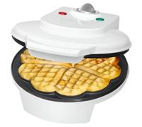 Clatronic WA 3491 - Gofrera máquina para hacer gofres en forma de corazón, plato 18 cm, placa antiadherente, termostato regulable, 1200 W, color blanco