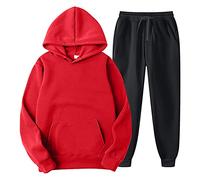 Clau - Sudadera para hombre, talla pequeña, unisex, para entusiastas del aire libre, conjunto deportivo de 2 piezas, conjunto deportivo deportivo para correr, trajes casuales para hombre, 13-rojo, S