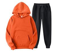 Clau - Sudadera para hombre, talla pequeña, unisex, para entusiastas del aire libre, conjunto deportivo de 2 piezas, conjunto deportivo deportivo para correr, trajes casuales para hombre, 13-naranja
