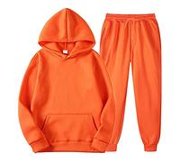 Clau - Sudadera para hombre, talla pequeña, unisex, para entusiastas del aire libre, conjunto deportivo de 2 piezas, conjunto deportivo deportivo para correr, trajes casuales para hombre, anaranjado