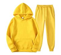Clau - Sudadera para hombre, talla pequeña, unisex, para entusiastas del aire libre, conjunto deportivo de 2 piezas, conjunto deportivo deportivo para correr, trajes casuales para hombre, 12-amarillo