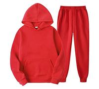 Clau - Sudadera para hombre, talla pequeña, unisex, para entusiastas del aire libre, conjunto deportivo de 2 piezas, conjunto deportivo deportivo para correr, trajes casuales para hombre, rojo, L