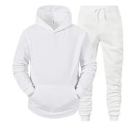 Clau - Sudadera para hombre, talla pequeña, unisex, para entusiastas del aire libre, conjunto deportivo de 2 piezas, conjunto deportivo deportivo para correr, trajes casuales para hombre, 11-blanco, M