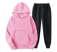 Clau - Sudadera para hombre, talla pequeña, unisex, para entusiastas del aire libre, conjunto deportivo de 2 piezas, conjunto deportivo deportivo para correr, trajes casuales para hombre, rosado, XL