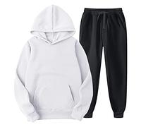 Clau - Sudadera para hombre, talla pequeña, unisex, para entusiastas del aire libre, conjunto deportivo de 2 piezas, conjunto deportivo deportivo para correr, trajes casuales para hombre, 13-blanco, S