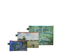 Claude Monet - Bolsillos con cremallera reciclados, verde, azul y blanco, Maletín de cosméticos