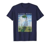 Claude Monet Camiseta Divertida, Arte, sombrilla, impresionismo, Pintura, Hombres, Mujeres, Ropa Divertida, Arte, Regalo, Pintura al óleo Camiseta, Hombre, Azul Marino, XXL
